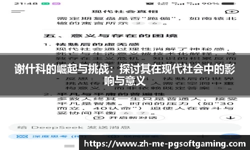 谢什科的崛起与挑战：探讨其在现代社会中的影响与意义